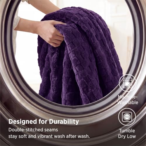 Checkered Soft Cozy Twin Blanket for Bed (Purple / Twin (60" X 80"))