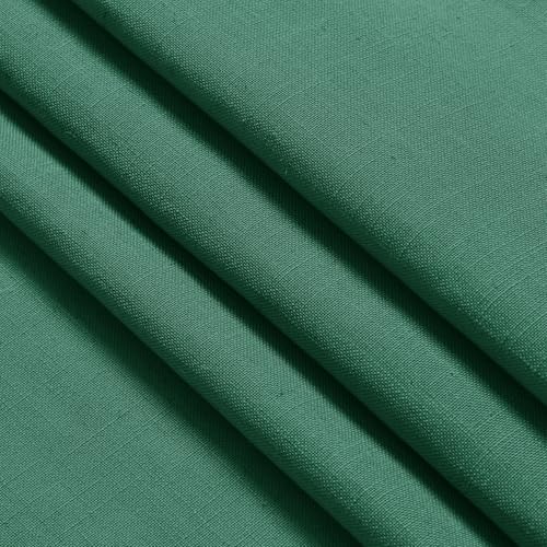 Dark Green Linen Curtains for Living Room 63 Inches Long 2 Panel Set Light Filtering Linen Drapes for Kitchen Windows Rod Pocket Back Tab Short See Through Curtain Country Farmhouse Decor 52x63 (52"W x 63"L (Pack of 2) / Dark Green)