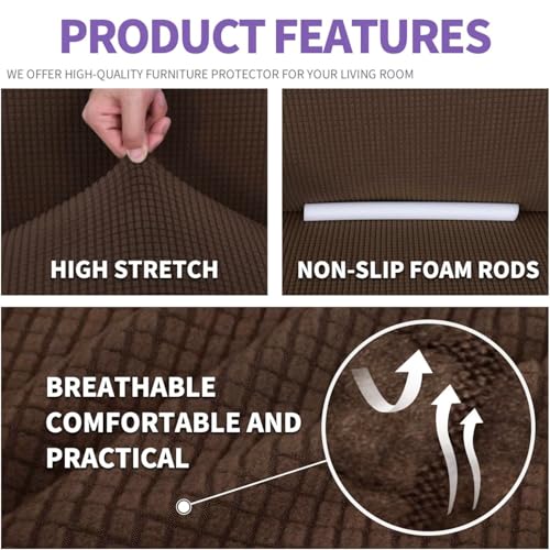 Stretch Oversized Couch Cover Universal Sofa Covers for Living Room Dogs Pet Furniture Protector Spandex Extra Large Sofa Slipcovers with Anti Slip Foam Sticks (Coffee / X-Large (92"-115"))