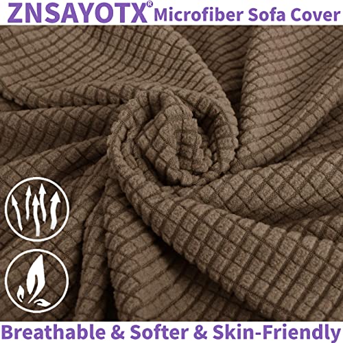 Super Stretch Chair Slipcover Universal Sofa Chair Covers for Living Room Dogs Pet Furniture Protector Spandex Armchair Slipcovers with Anti Slip Foam Sticks (Brown / Small (30"-47"))