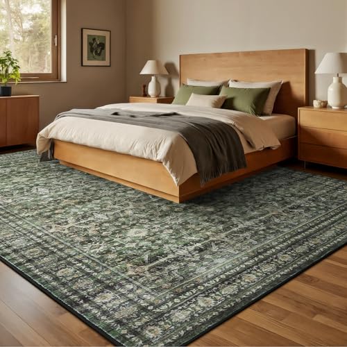 8x10 Area Rugs for Living Room Green Washable Non (Green / 8' X 10' (Rectangular))