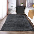 Dark Grey Fur 3x5 Area Shaggy Bedside Faux Sheepskin Rug for Bedroom Washable Furry Rugs Fuzzy Rug for Living Room Sofa Cushion Luxury Home Decor (3' x 5' (Rectangular) / Dark Grey)