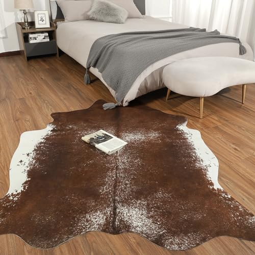 Faux Cowhide Rug (5'2" X 6'3" (Irregular) / Dark Brown)