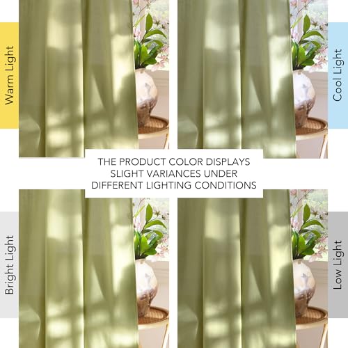 Fresh Green Linen Farmhouse Curtains 96 inches Long (Fresh Green / 55"W x 96"L (Pack of 2))