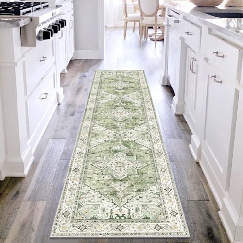 Washable Runner Rug (2' x 8' / Sage Green)