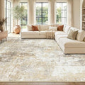 Washable 9'x12' Abstract Area Rug for Living Room Neutral Brown (Gray/Neutral Brown / 9' x 12' (Rectangular))