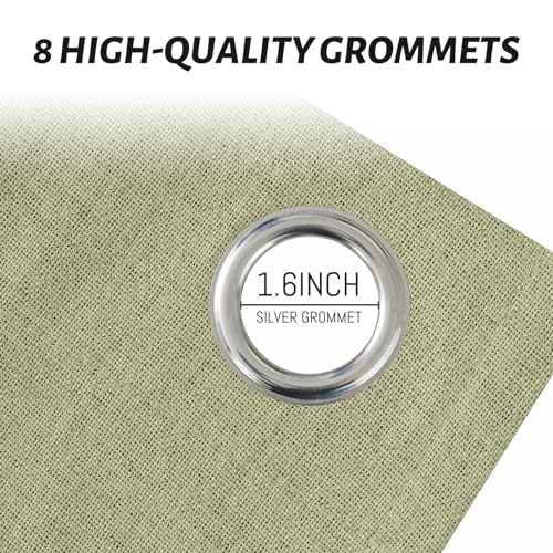 Sage Linen Textured Curtains 63 Inches Long for Living Room (Linen Sage / 52"W x 63"L (Pack of 2))