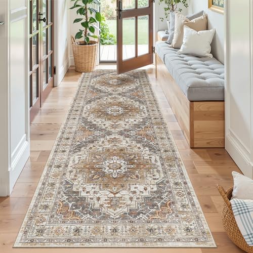 Kitchen Runner 2'6''x8' Soft Rug Runners for Hallways (Turmeric/Grey / 2'6" x 8' (Runner))