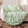 Double Sided Soft Faux Fur Throw Blanket (Tie-dye Sage / Throw)