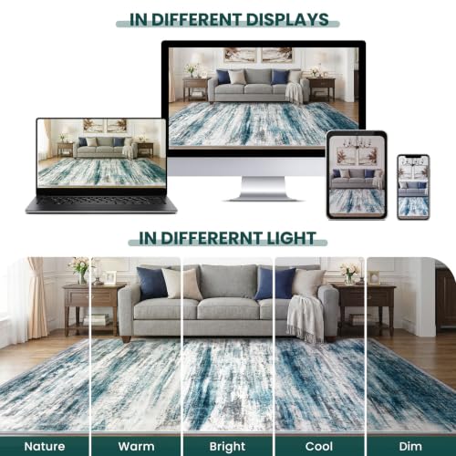 Abstract Small Area Rugs 2x3 Washabl Rugs Fro Entryway Blue (Blue / 2' x 3' (Rectangular))