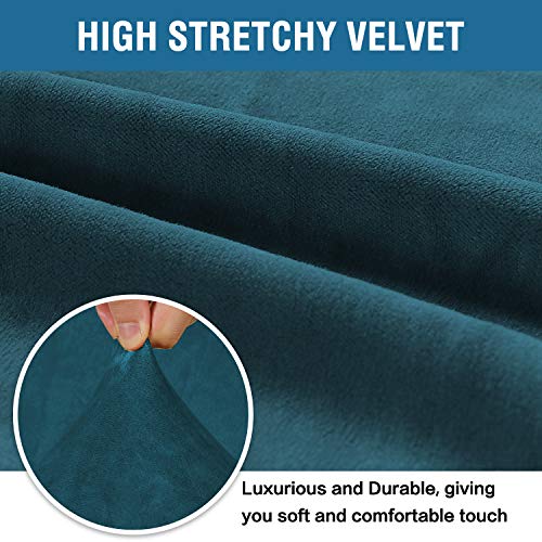 Stretch Velvet Armchair Cover Couch Covers 1 Cushion Chair Slipcover for Living Room Furniture Cover Crafted from Thick Comfy Rich Velour (Deep Teal / Armchair)