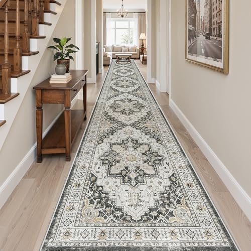 Hallway Runner Rug 3x20 Washable Kitchen Runners 20ft (Black / 3' x 20' (Runner))