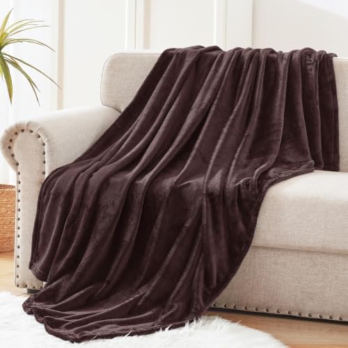 Soft Fleece Throw Blanket for Couch (Coffee / Throw (50" x 60"))
