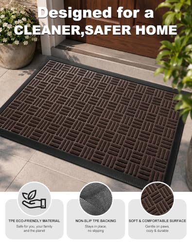 Front Door Mat Outdoor Entrance (Mocha Brown / 3' x 5'2" (Rectangular))