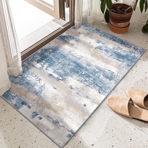 2x3 Area Rugs for Entryway (Blue Cream / 2' x 3' (Rectangular))