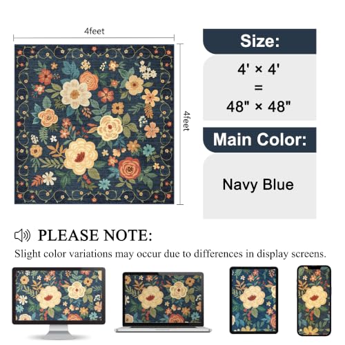 4x4 Square Area Rug (Navy Blue / 4' x 4' (Rectangular))
