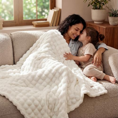 Cloud Bubble Fleece Twin Blanket for Bed (01 Off White / Twin (60" X 80"))
