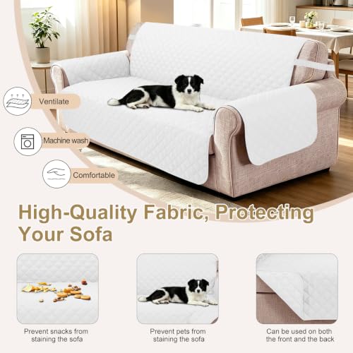 Reversible Sofa Cover for 3 Cushion (White/White / Sofa L - Large (68''))