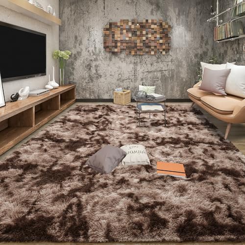 6x9 Fluffy Area Rugs for Living Room Bedroom (Tie-dyed Coffee / 6' X 9' (Rectangular))