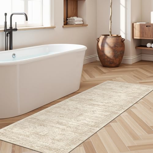Runner Rug 2x6 Washable Kitchen Hallway Runners Non (Beige / 2' x 6' (Runner))
