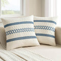 Set of 2 Coastal Blue Boho Decorative Pillow Covers 20x20 Inch (20" x 20" (Pack of 2) / Blue)
