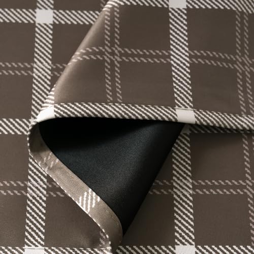 100% Blackout Brown Plaid Magnetic Roman Shade (26"W x 72"L (Pack of 1) / Plaid | Brown & White)