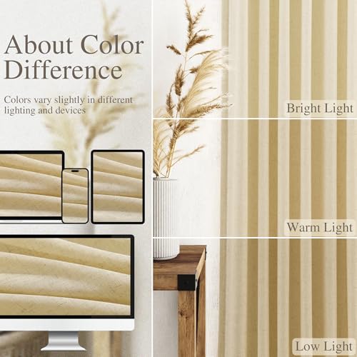 Linen Curtains (52"W x 84"L (Pack of 2) / Cream Yellow)