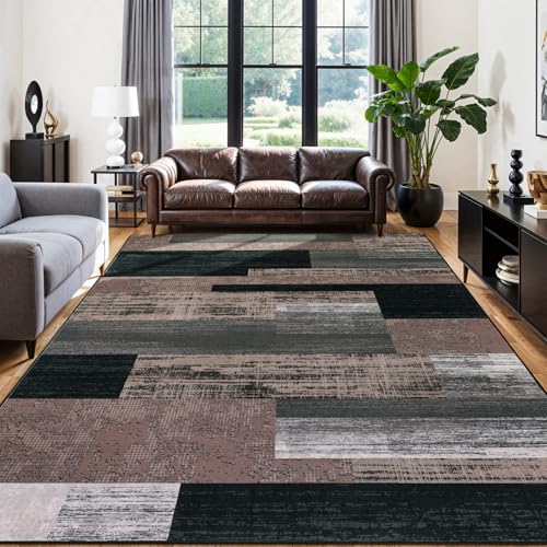 10x14 Washable Area Rugs for Living Room & Bedroom (Chocolate / 10' x 14' (Rectangular))