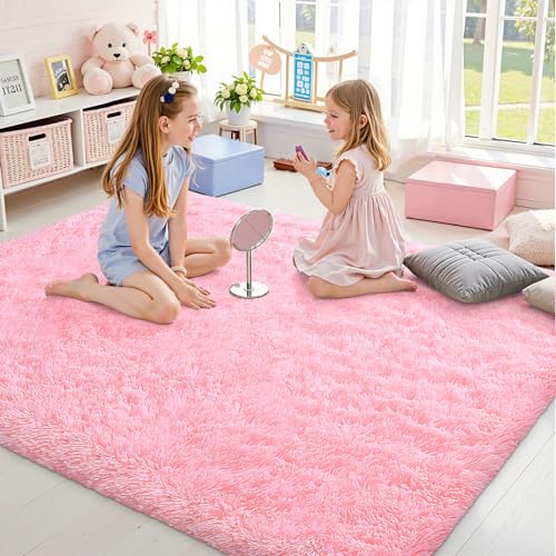 Area Rugs for Living Room Bedroom (4x5.9 Ft / Pink)