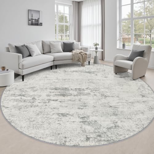 Round Area Rug Living Room (Grey White / 6' (Round))