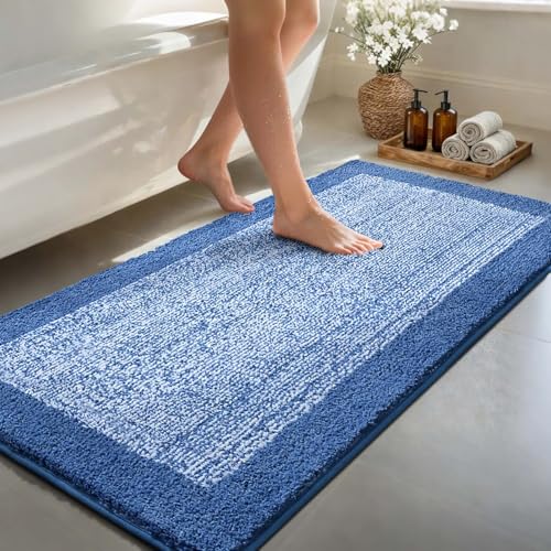 48x24 Long Bathroom Rugs Non Slip Washable (Blue / 2' x 4' (Rectangular))