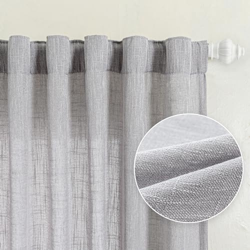 90 Inch Farmhouse Curtains for Living Room (50"W x 90"L (Pack of 2) / Light Grey)