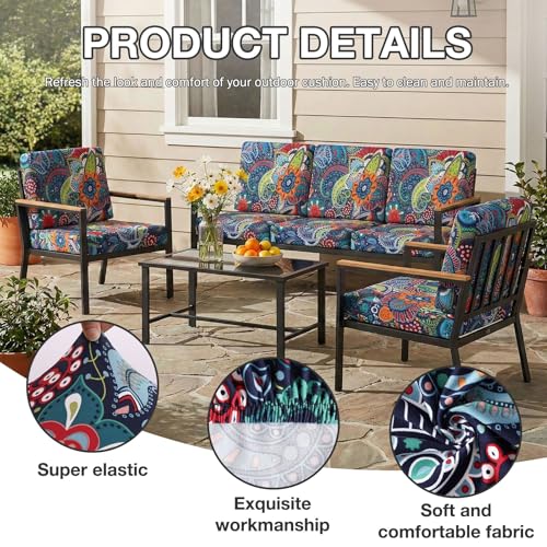 8Pcs Patio Cushion Covers (Paisley / 8PCS)