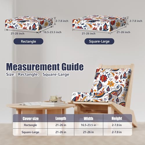 8Pcs Outdoor Cushion Covers (Art Paisley / Square-large + Rectangle)