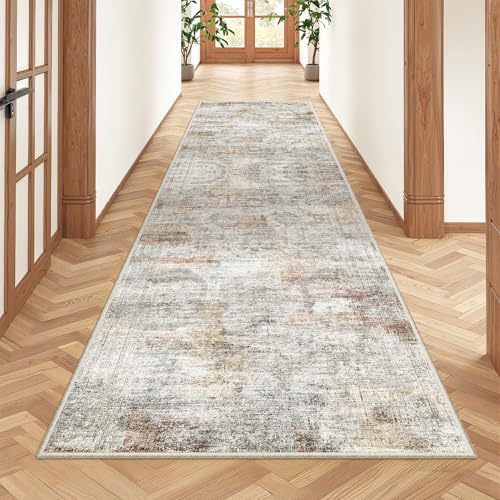 2'6 x 8' Runner Rug Non Slip (Grey/Rust / 2'6" x 8' (Runner))