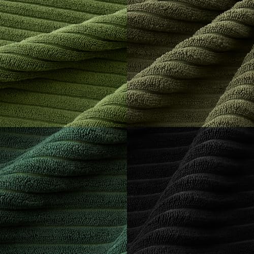 Soft Corduroy Decorative Throw Pillow Covers Neutral Green 18x18 (18" x 18" (Pack of 4) / Green-black)