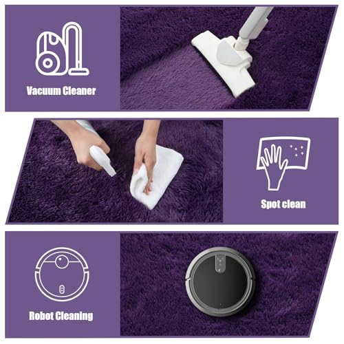 8x10 Fluffy Area Rugs for Living Room (Grape Purple / 8' x 10' (Rectangular))