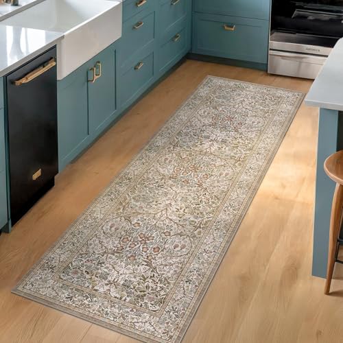 Washable Moss Green 2x5 Neutral Runner Rug for Bathroom (Moss / 2' x 5' (Runner))