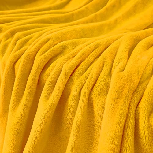 Mustard yellow Fleece Plush Throw Blanket 60"x80"for Couch Fuzzy Cozy (Mustard Yellow / Twin(60"×80"))