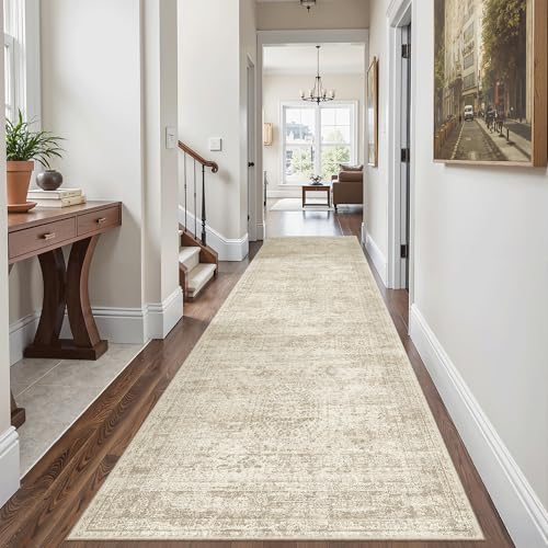 Washable Kitchen Runner Rug 3x8 Hallway Entry Rugs Non (Beige / 3' x 8' (Runner))