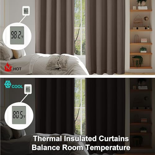 Ava Brown Blackout Curtains for Bedroom 84 Inch Length 2 Panels Set (Brown / 40"W x 84"L (Pack of 2))