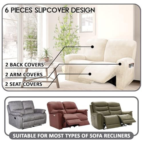 Reclining Love Seat Slipcover (Ivory)