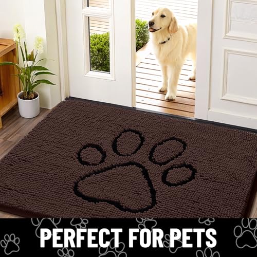 Dog Door Mat for Muddy Paws (40"X32" / Brown and Black)