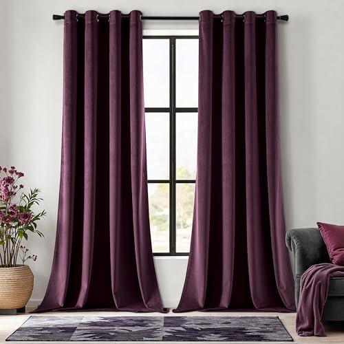 Velvet Curtains Purple Orchid 52 x 96 Inch Length Set of 2 (Purple Orchid / 52"W x 96"L (Pack of 2))