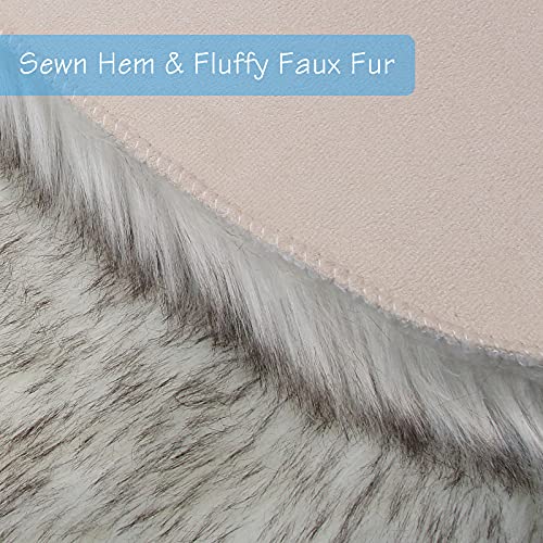 White Black Faux Sheepskin Runner Rugs 2x6 ft (White Black / 2' x 6' (Runner))