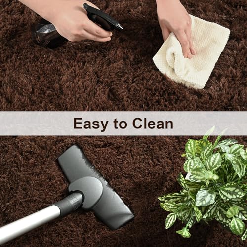 Super Soft Shaggy Rugs Fluffy Carpets (8' x 10' (Rectangular) / Brown)