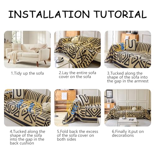 Boho Geometric Couch Covers for Sofa Pet Friendly Taupe and Black Sofa Covers Washable Chenille Couch Blanket Cover for 3 4 Cushion Couches Pet Protector Furniture Cover Soft (71" x 150" / T: Taupe)