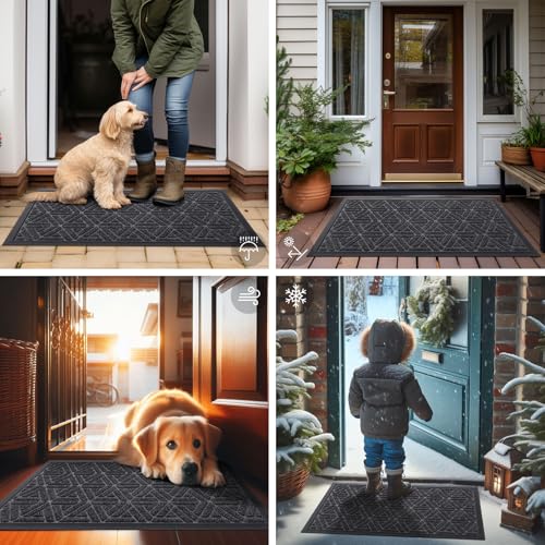 Front Door Mat Outside Entrance (Grey / 35" X 23")