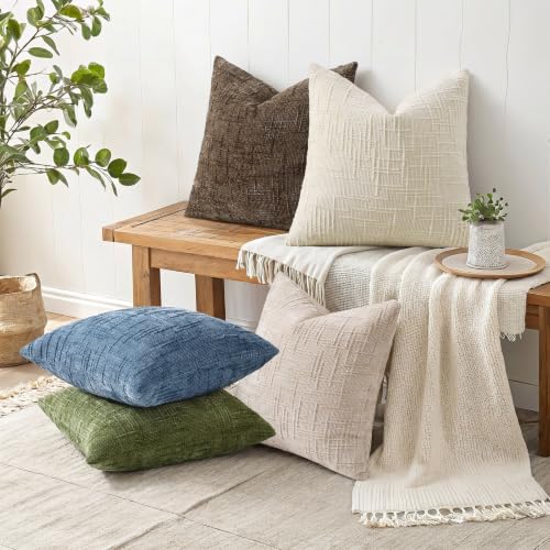 Textured Chenille Throw Pillow Covers 12x20 Set of 2 Sky Blue (Sky Blue / 20" x 12" (Pack of 2))