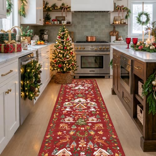 Christmas 2x8 Hallways Runner Rug (2' x 8' (Rectangular) / Xmas/Red)